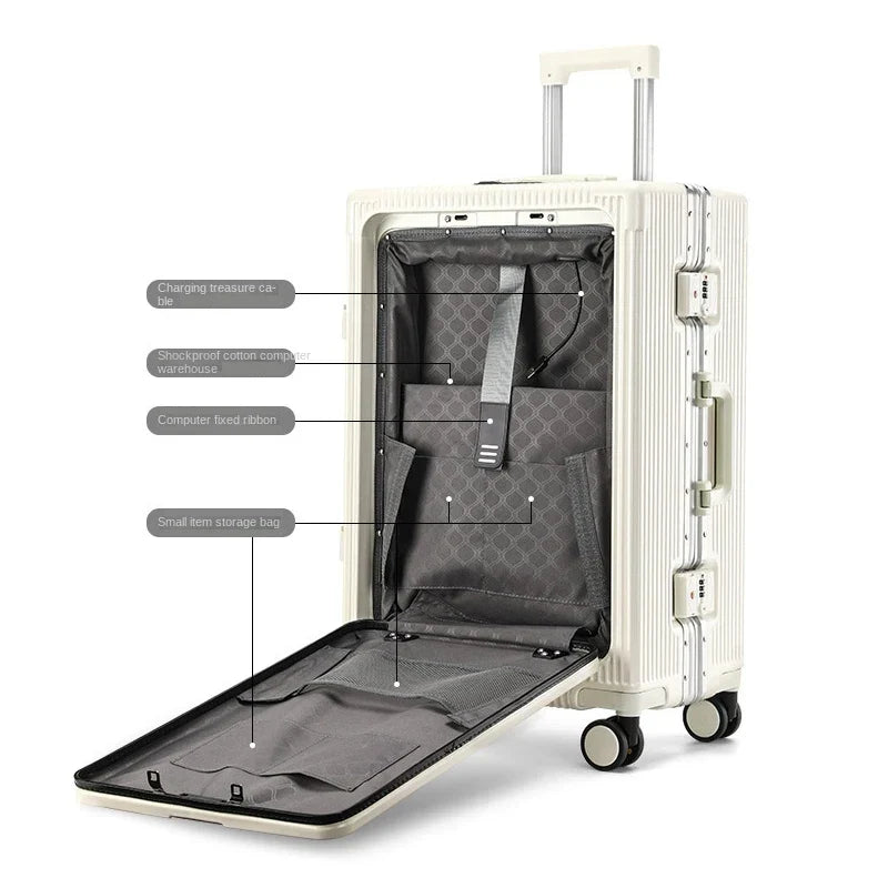 Smart Aluminum Luggage Multifunctional 100% Aluminum-Magnesium Modern Traveler