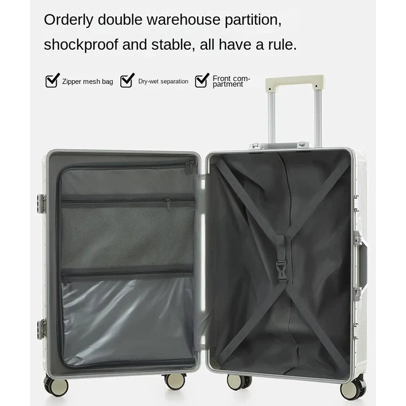 Smart Aluminum Luggage Multifunctional 100% Aluminum-Magnesium Modern Traveler